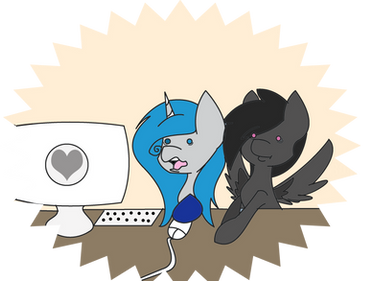 Laura and I on terrible pony OCs