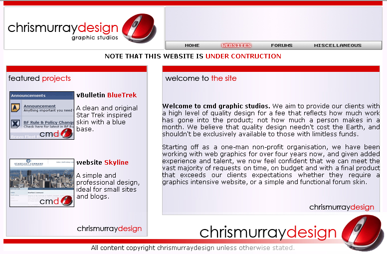 Chris Murray Design website