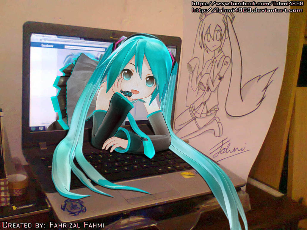 Miku Computer Fan Miku Out from Laptop by fahmi4869 on DeviantArt