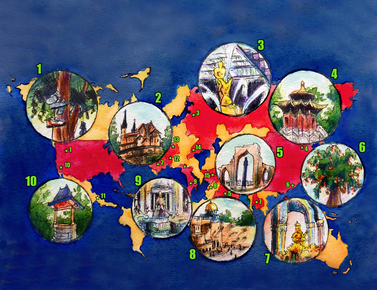 Landmark Humans Deviantart Commission: Around the World Landmarks by annsquare on DeviantArt