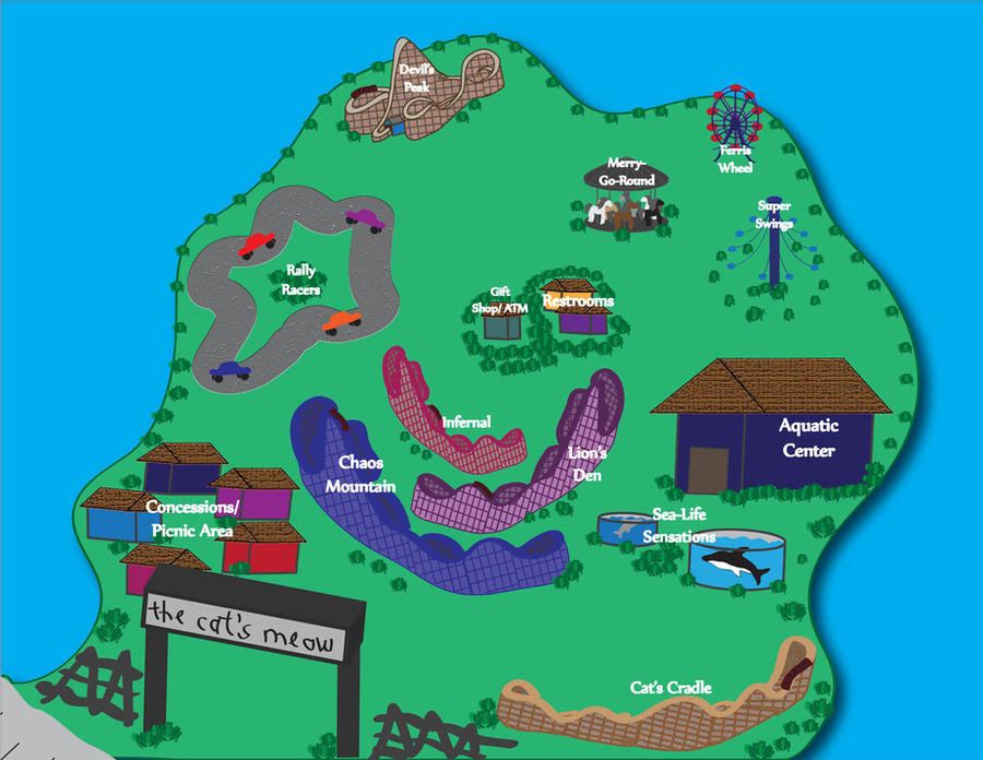 Cat Ride Map The Cat's Meow Amusement Park by devilxkat on DeviantArt