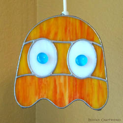 Clyde - PacMan Ghost - Stained Glass Lamp