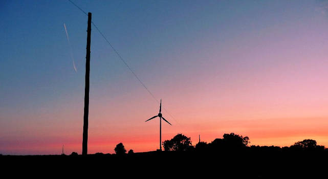 summer windturbine sunset