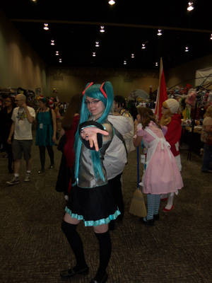 Hatsune Miku poses for the camera