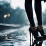 black heels ankle chains