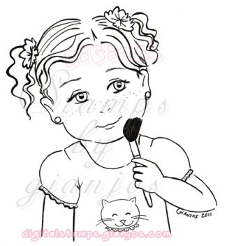 little girl digital stamp