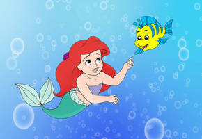 Little Ariel and Baby Flounder