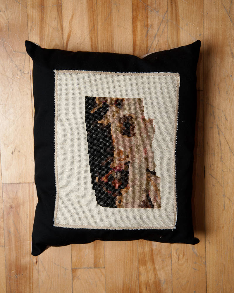 Leatherface xstitch pillow