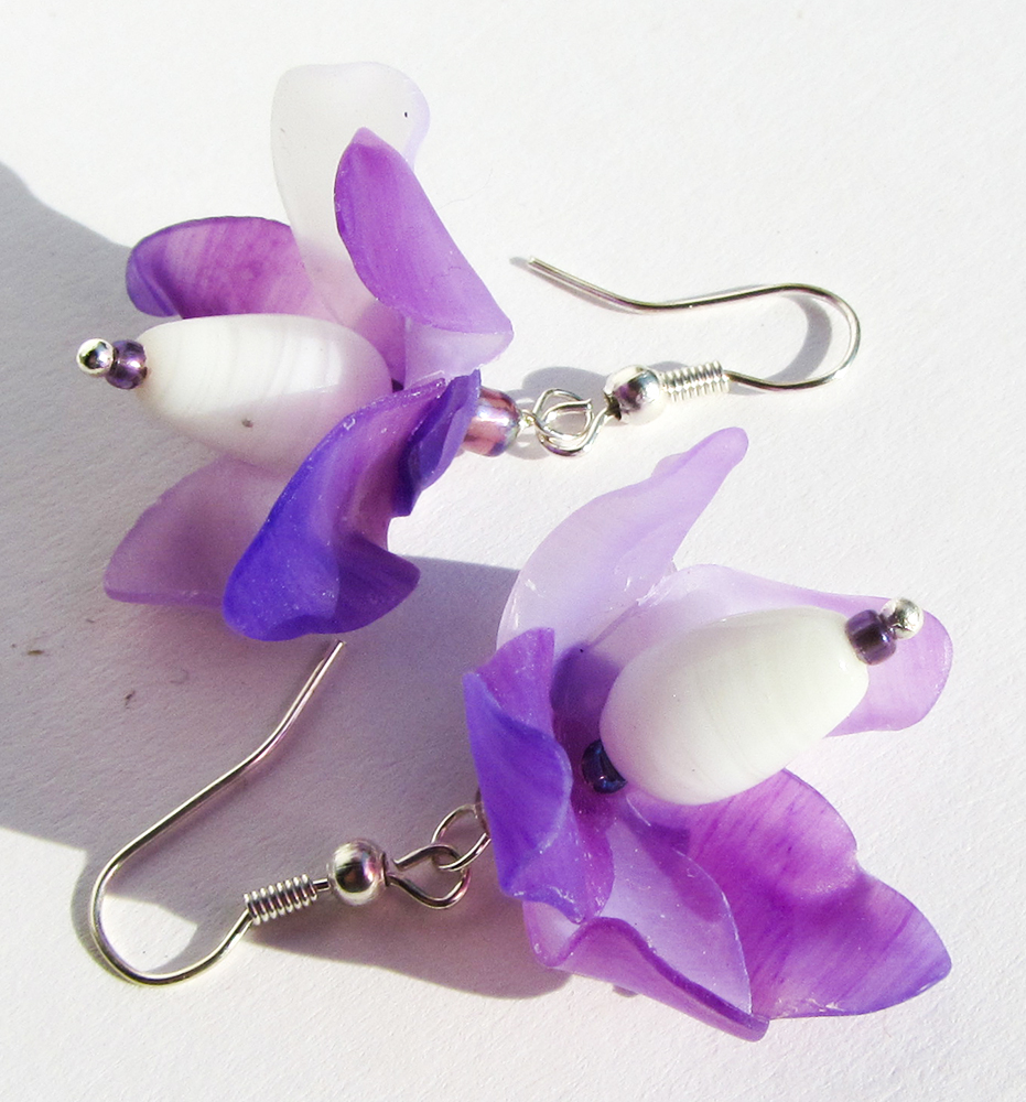 Fairy Flower Earrings Violet Lilac Lavender