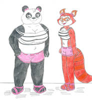 Katie and Sadie as Pandas