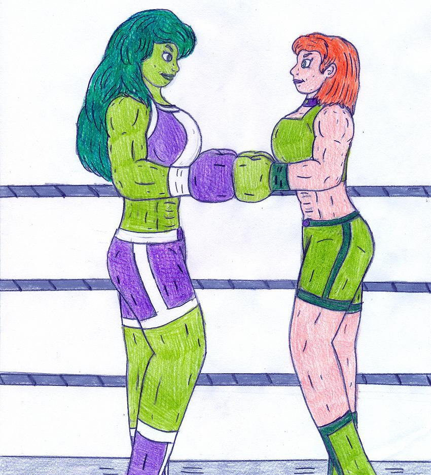 Hulk Boxing Boxing She Hulk vs Caitlin Fairchild by Jose-Ramiro on DeviantArt