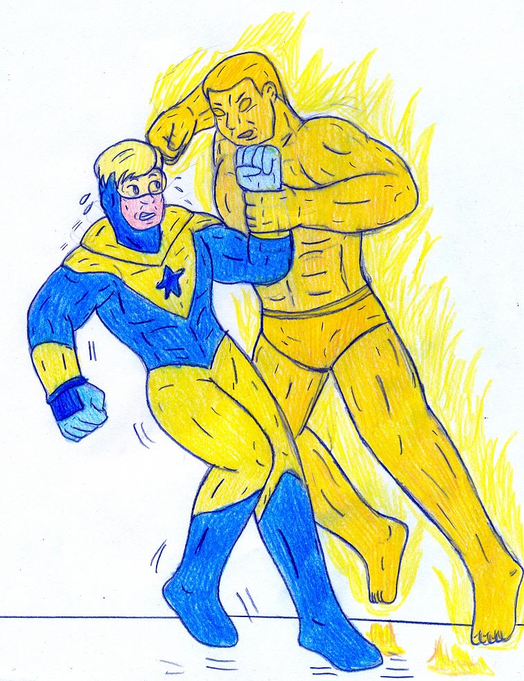 Booster Gold vs Molten Man