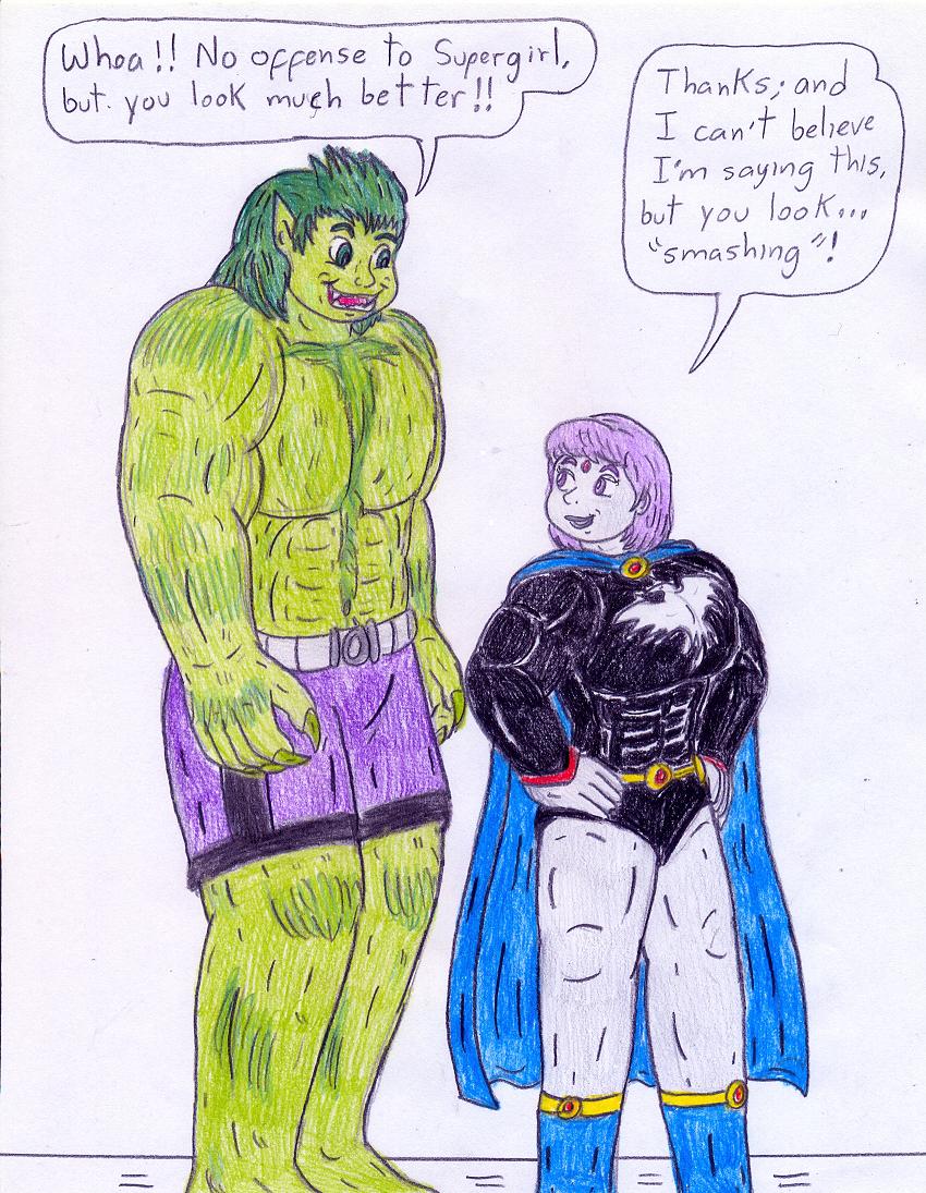 Supers and Hulks - Beast Boy and Raven