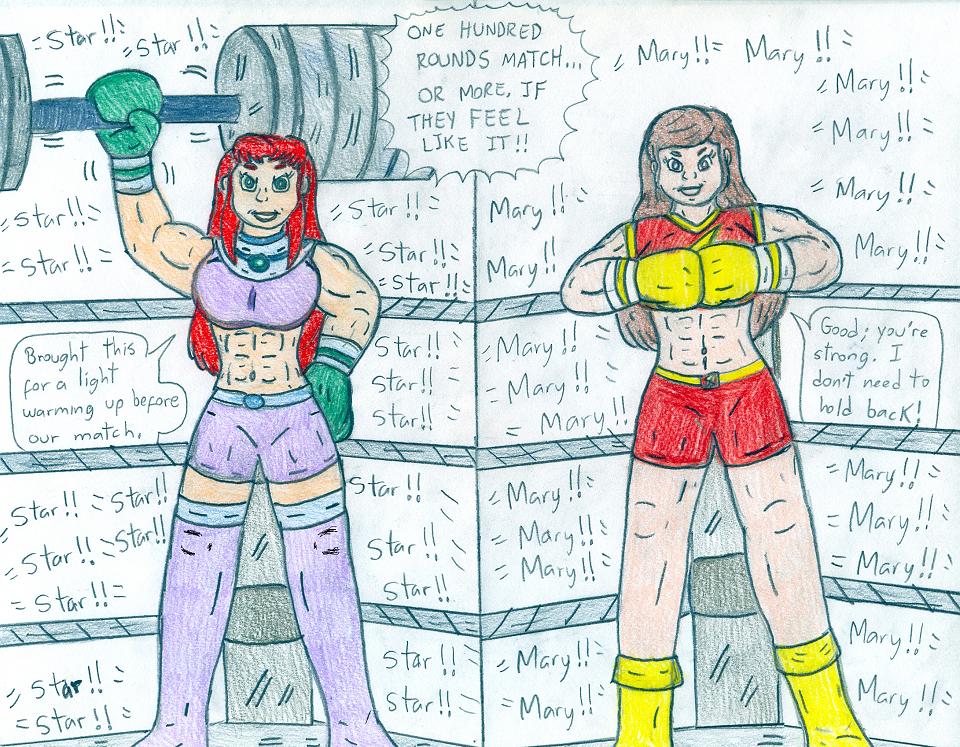 Boxing Mary Marvel vs Starfire