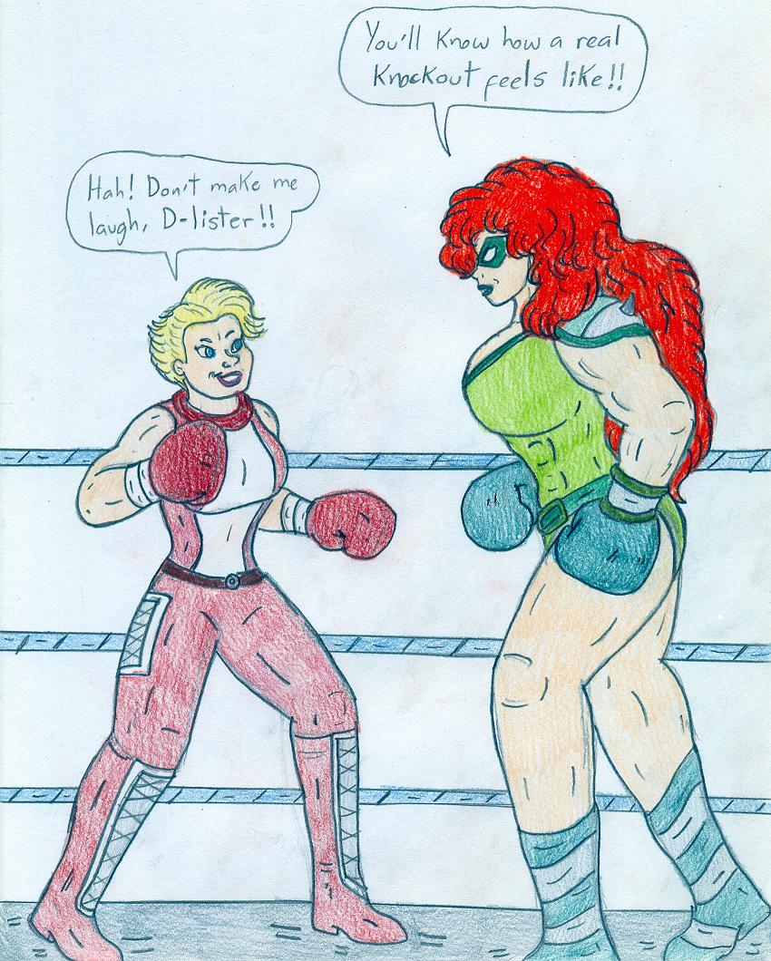 Female Boxing Cartoons Drawings. 
