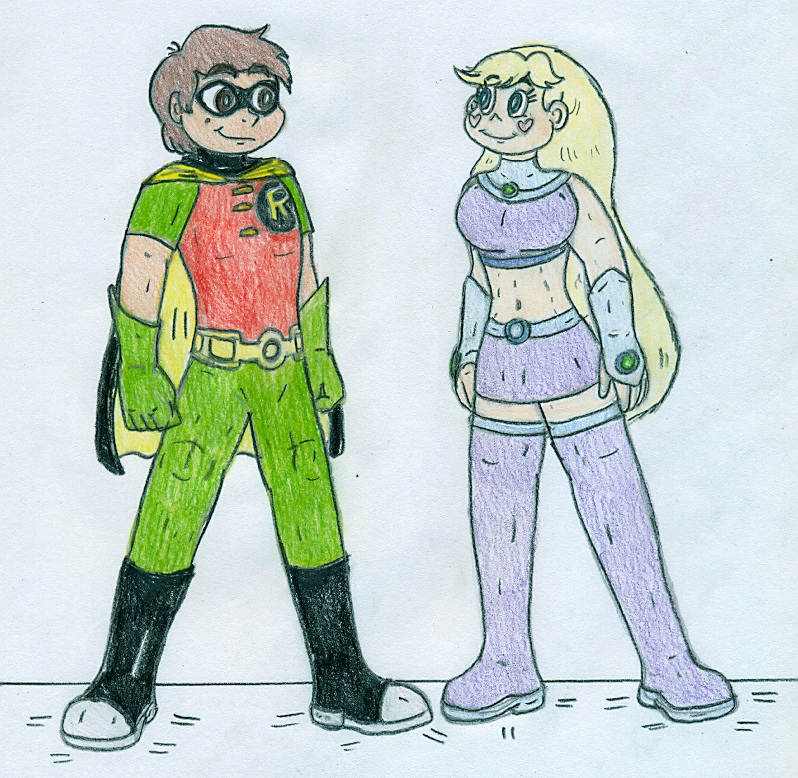 Marco and Star as Robin and Starfire