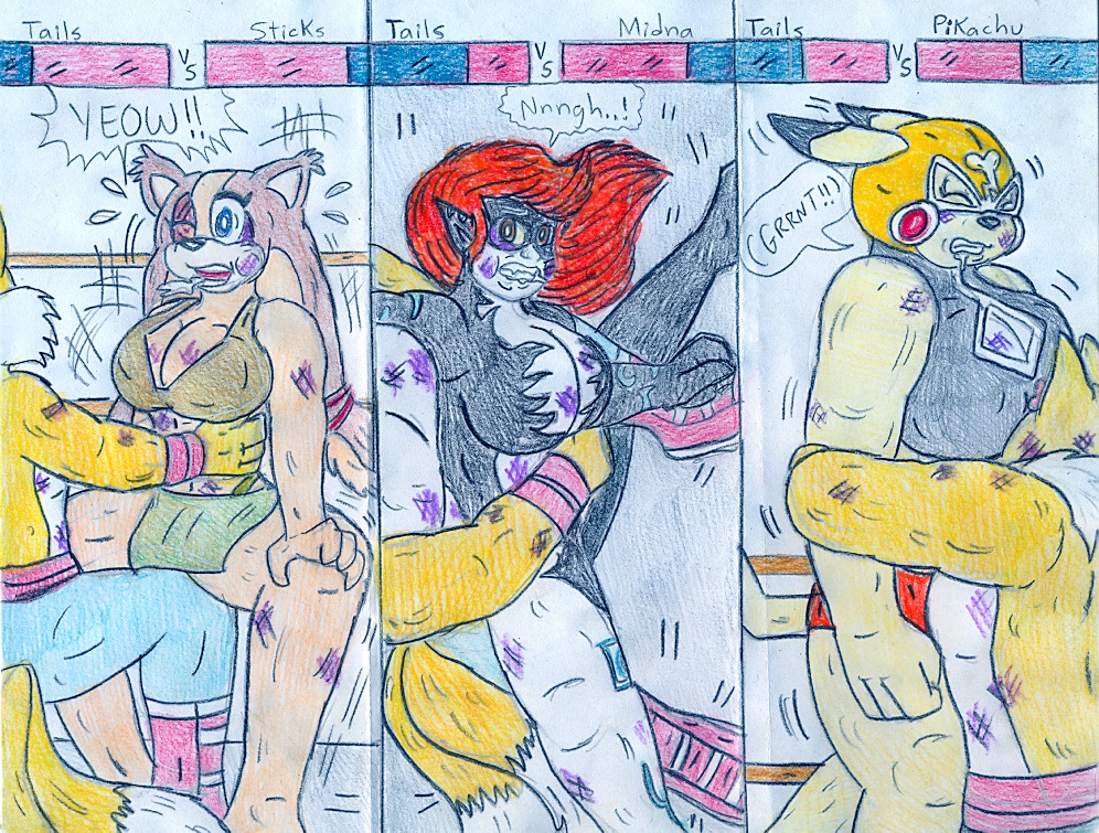 Wrestling You (Tails) vs Anthro Girls