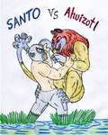 Santo vs Ahuizotl by Jose-Ramiro