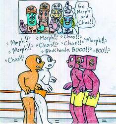 Wrestling Morph and Chas vs Blockheads