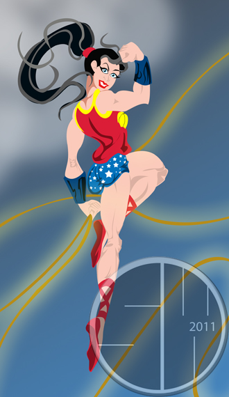 Wonder Girl in flight