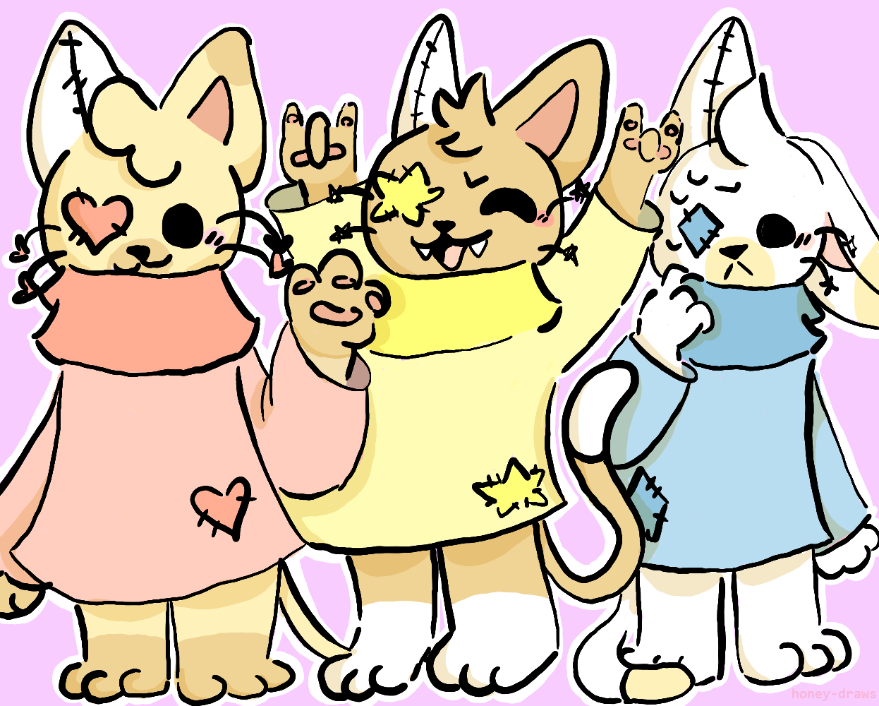 Triplets Deviantart Cat triplets by honey-draws on DeviantArt