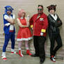 Shadow, Sonic, Amy, and Eggman cosplay