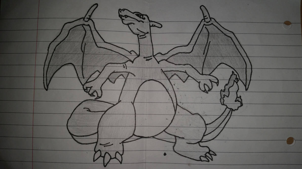 Charizard Writing Charizard Shaded, Inked by ModPunchtree on DeviantArt