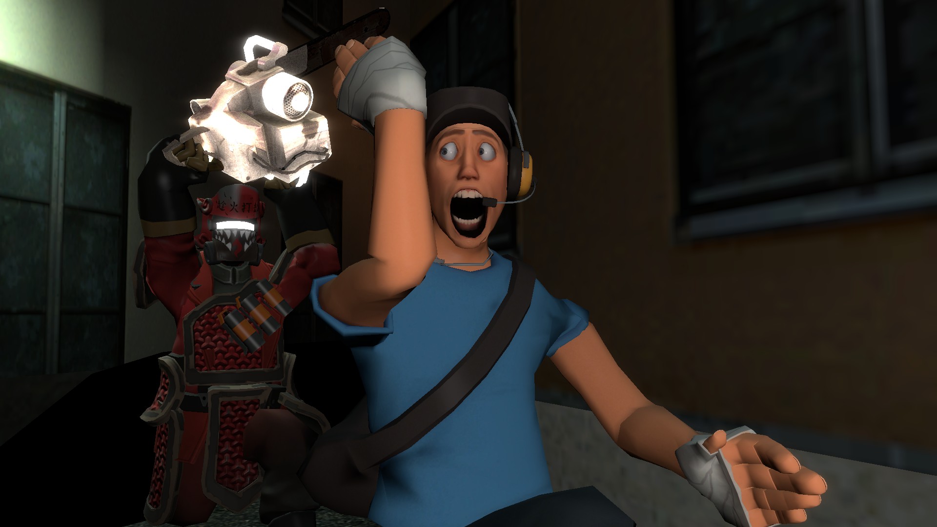 Pyro Vs. Scout Pyro the sawrunner (Scout in Cry of Fear) by attilamaxsiolo on DeviantArt