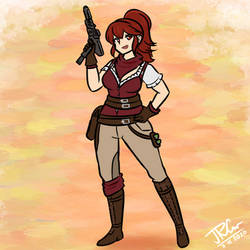 Anna (FE) dressed as Scarlett (Call of Duty)