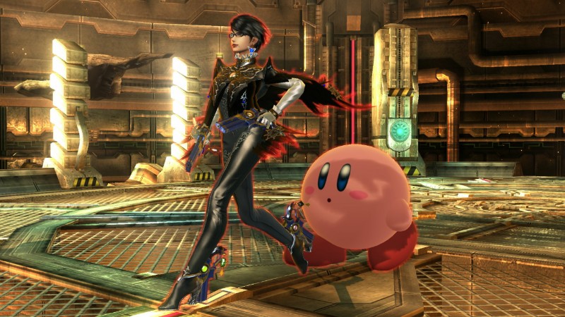 Kirby walking with Bayonetta