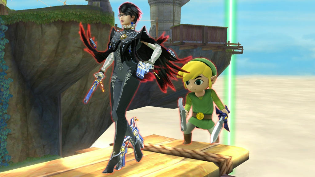 Toon Link and Bayonetta