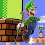 Luigi with a staff