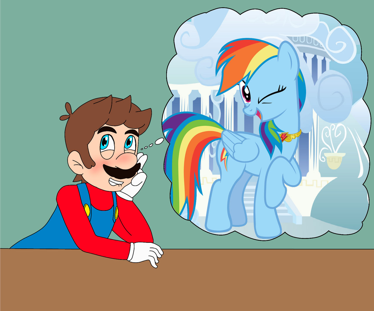 Mario Hinking Mario thinking of Rainbow Dash by user15432 on DeviantArt