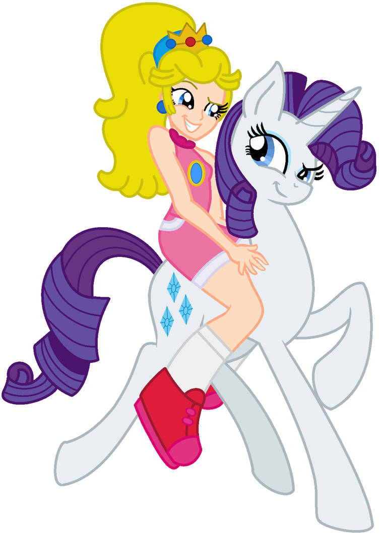Peach rides on Rarity by user15432 on DeviantArt