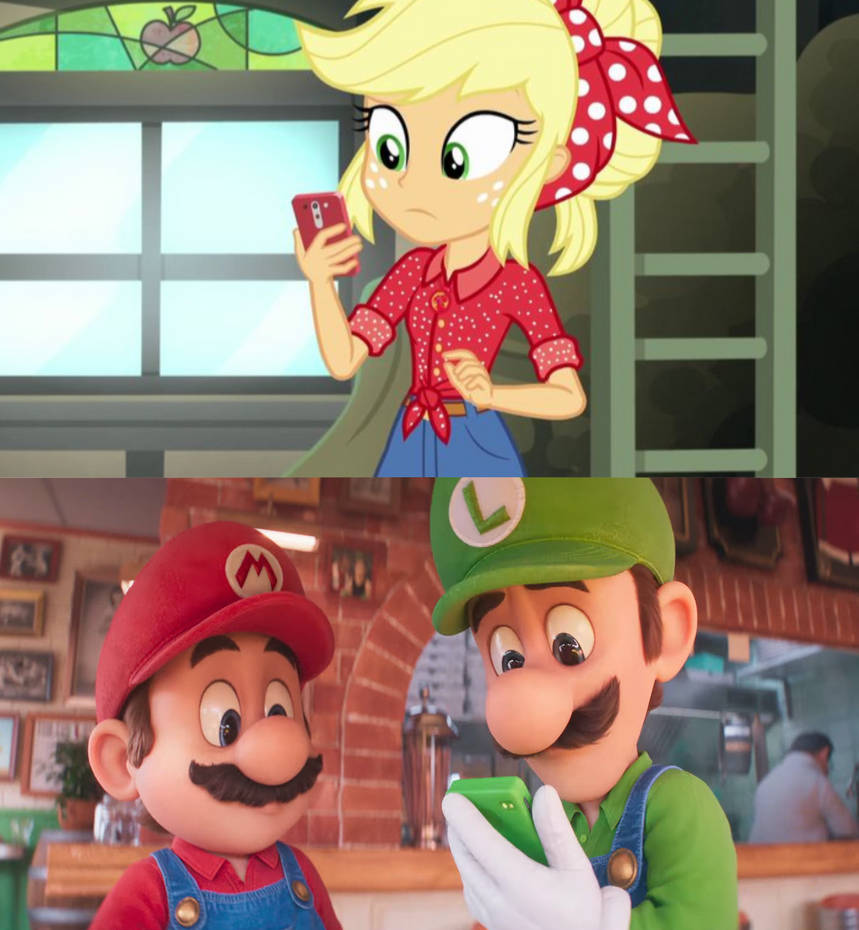 User15432 Applejack Gets a Call from the Mario Bros. by user15432 on DeviantArt