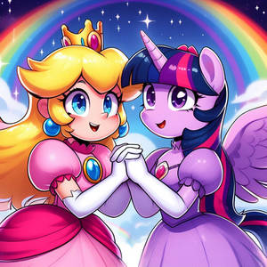 Princess Peach and Twilight Sparkle (AI Image)