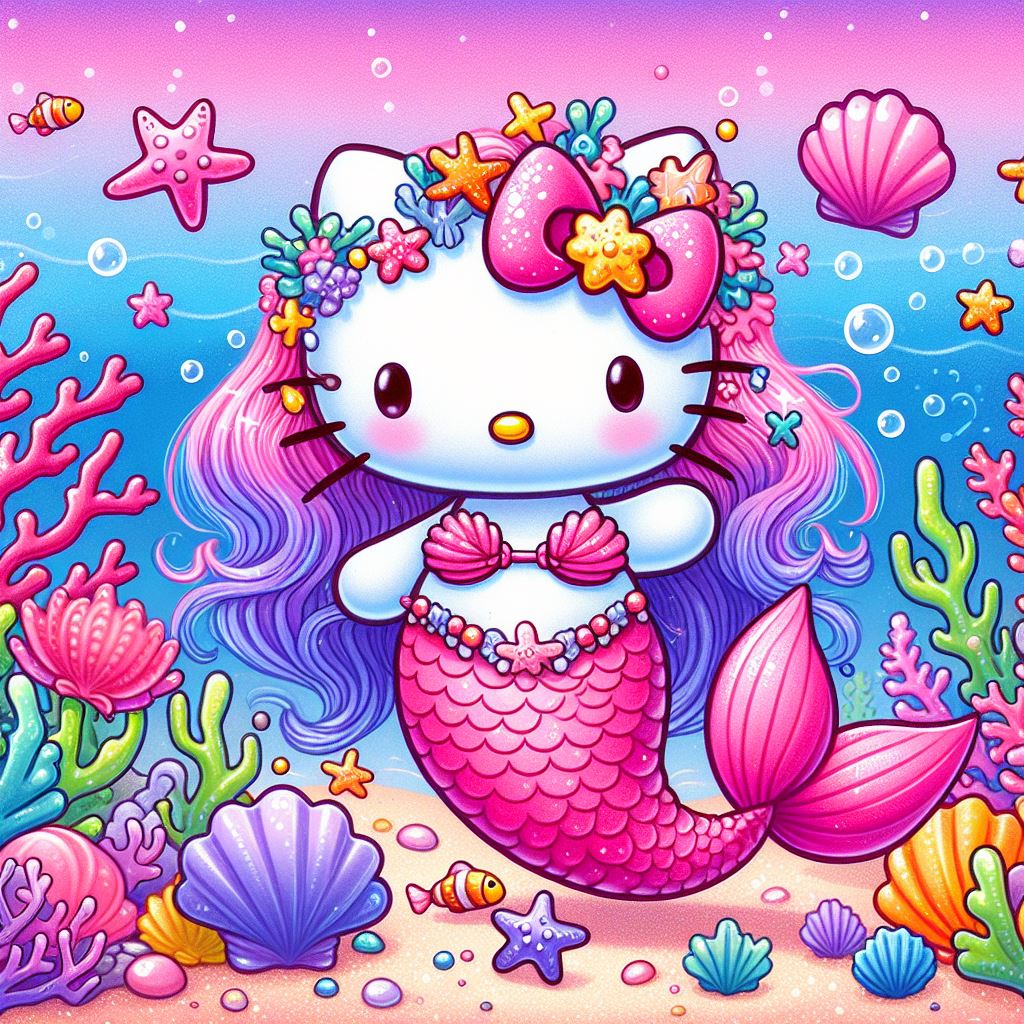 Mermaid Hello Kitty (AI Image) by user15432 on DeviantArt