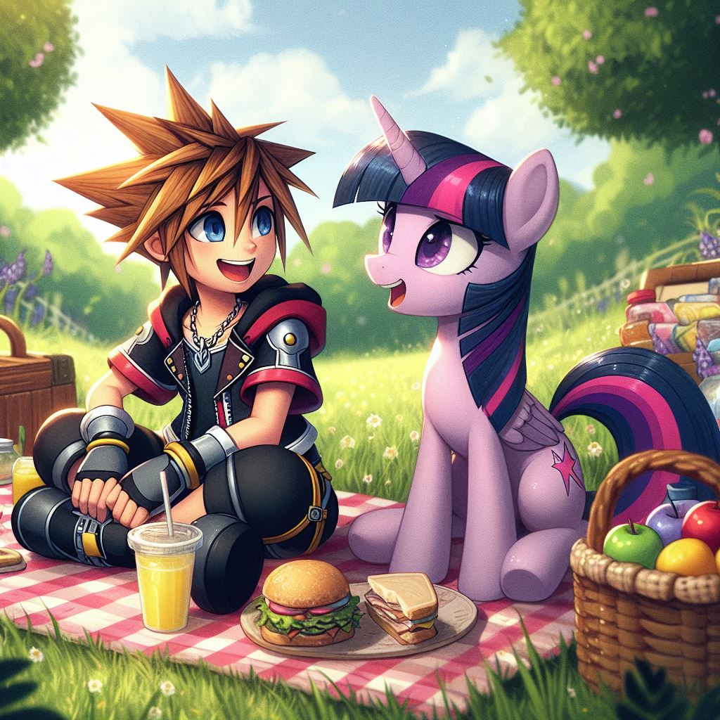 User15432 Sora and Twilight Sparkle on a Picnic (AI Image) by user15432 on DeviantArt