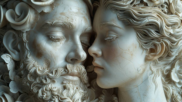 h96ven statues of woman and man in love. Fantasy m