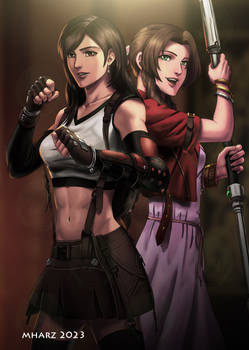 Aerith and Tifa from Final Fantasy VII Remake