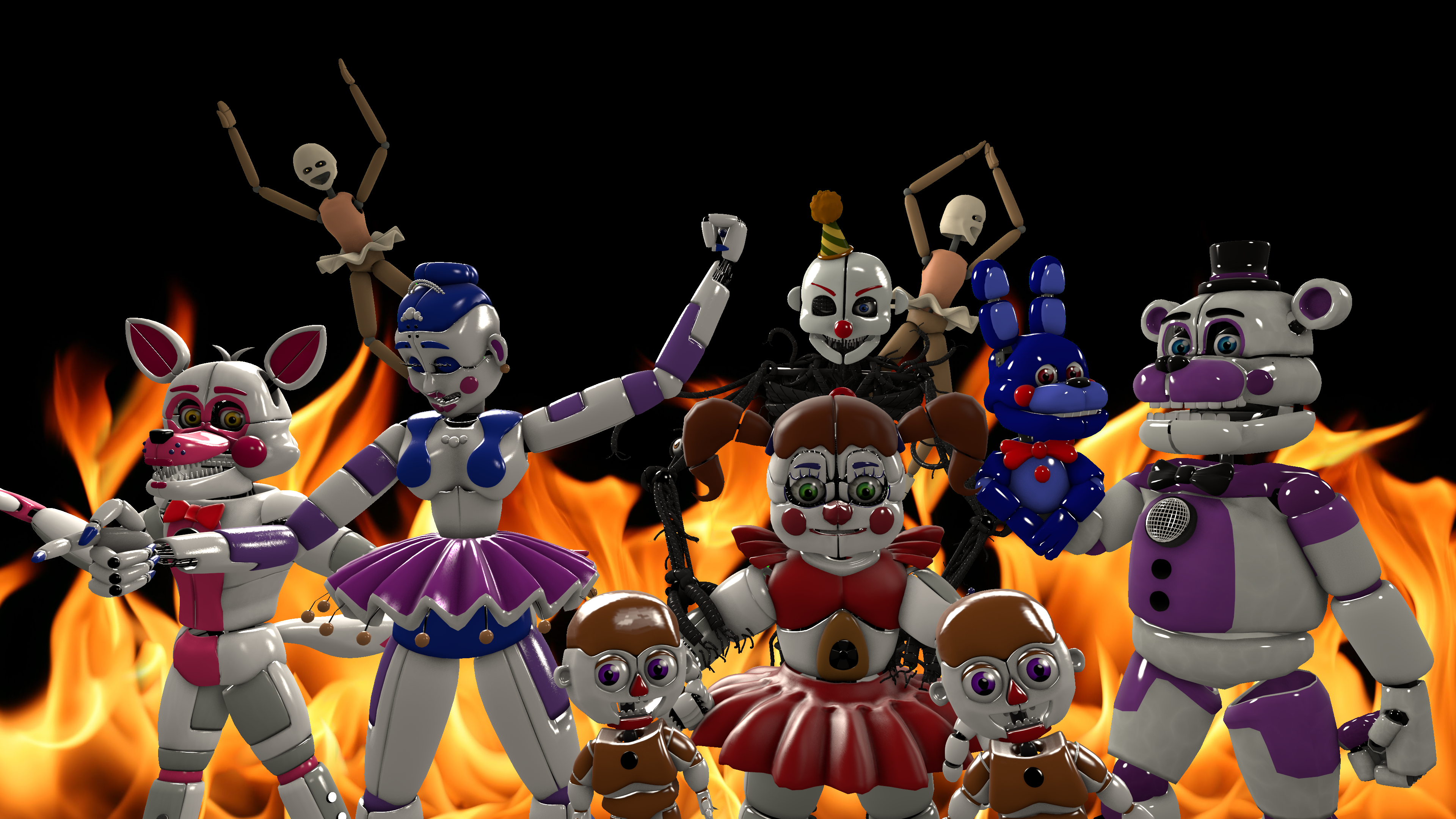 Fnaf sister location Characters Canon V2 by aidenmoonstudios on