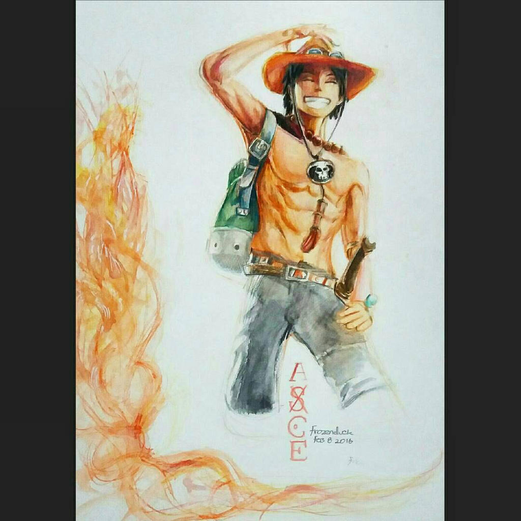 ace portgas watercolor by frozenduckart