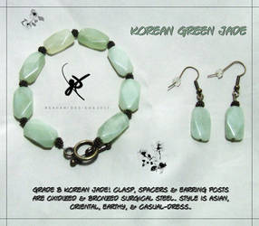 Korean Jade Earrings and Bracelet set