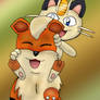 Growlie and Meowth