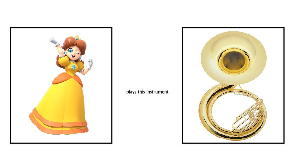 Princess Daisy Instruments Princess Daisy plays the sousaphone by AWaluigiFanatic on DeviantArt