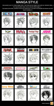 Shino in 20 different manga styles
