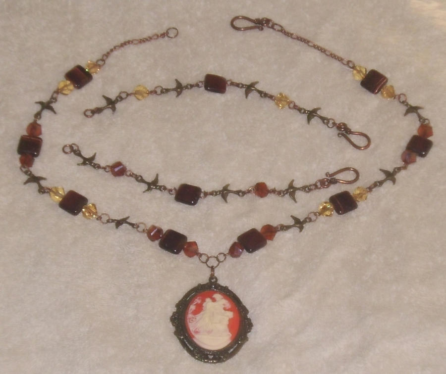 Red Cameo Necklace and Bracelets