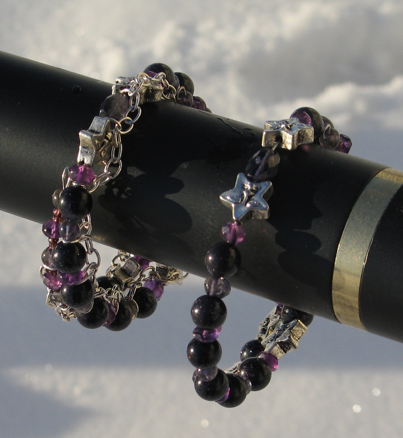 Amethyst Iolite Blue Goldstone Coil Bracelets 1