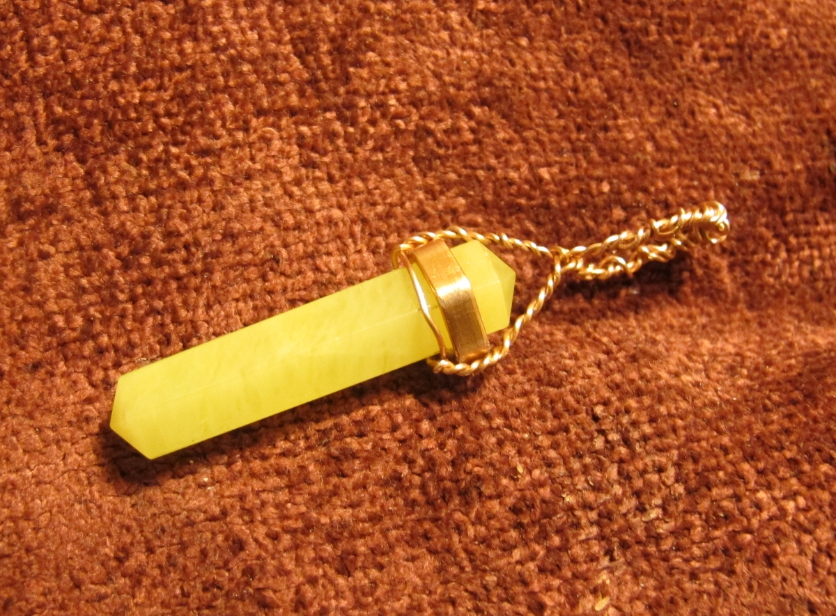 Lemon Quartz and Copper Wire-Wrapped Pendant 1