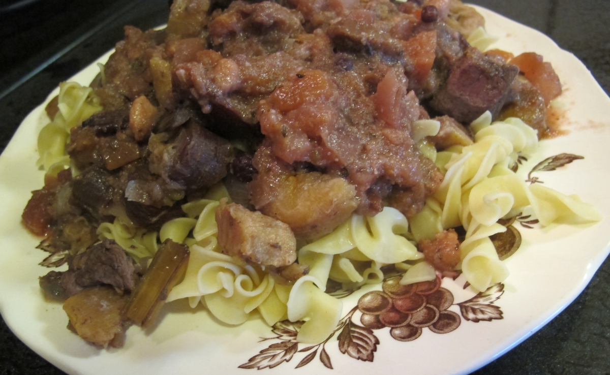 Peach-Apricot Criminara over Lamb Stew and Pasta 2